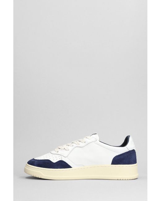 Autry Medalist Low Sneakers In White Suede And Leather for men