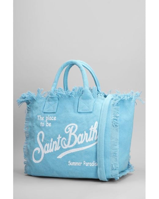 Tote Colette in Cotone Celeste di Mc2 Saint Barth in Blue