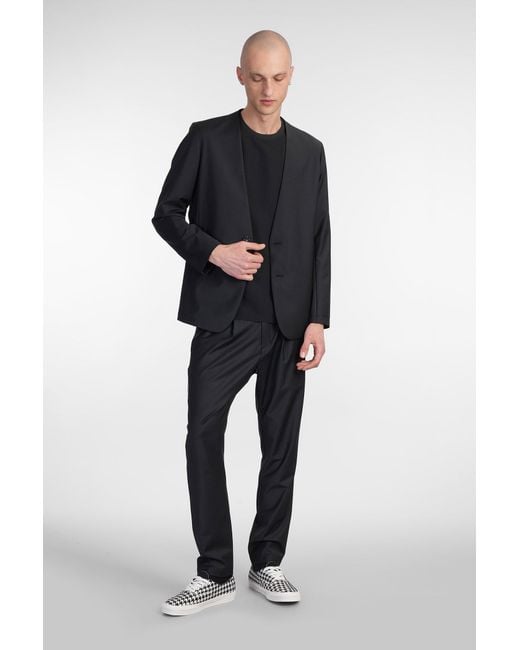 Attachment Blue Blazer In Black Polyester for men