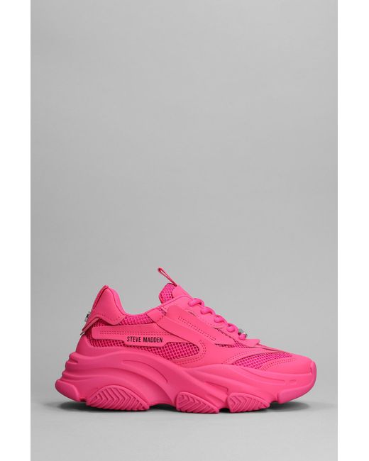 Steve Madden Possession Sneakers In Fuxia Leather in Pink | Lyst