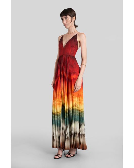 Abito lungo Lauren in Poliestere Rossa di Alice + Olivia in Red