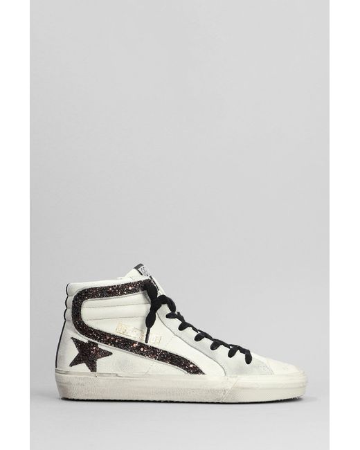 Golden Goose Deluxe Brand White Slide Sneakers In Leather