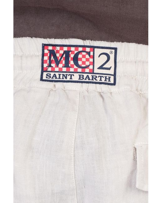 Pantalone Calais in lino Taupe di Mc2 Saint Barth in White da Uomo