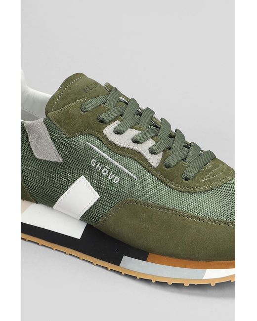 GHOUD VENICE Rush Multi Sneakers In Green Suede And Fabric for men