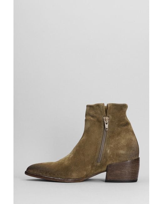 Elena Iachi Brown Texan Ankle Boots In Taupe Suede