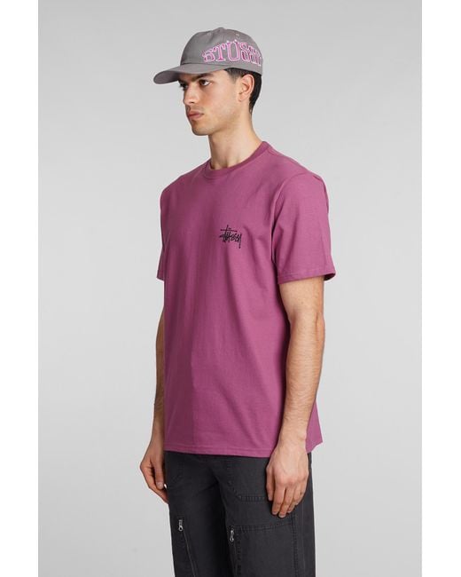 T-Shirt in Cotone Bordeaux di Stussy in Purple da Uomo