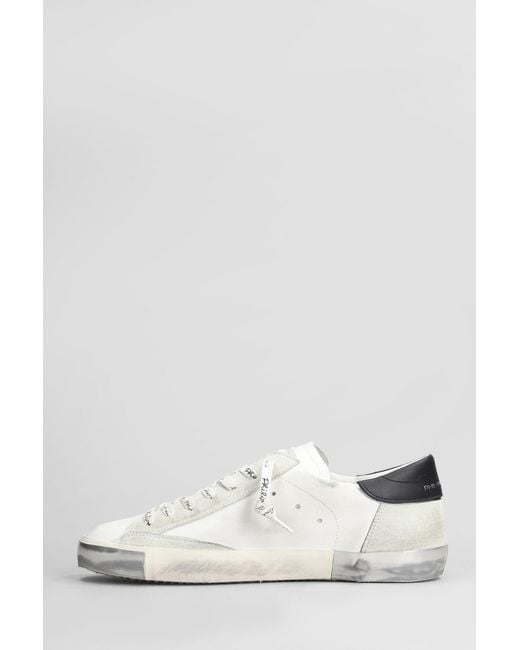 Sneakers Prsx Low in pelle e camoscio Bianco di Philippe Model in White da Uomo