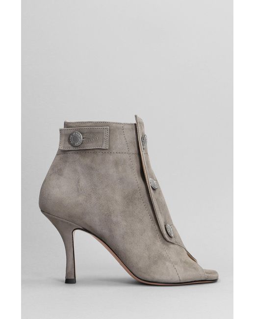 Marc Ellis Gray High Heels Ankle Boots In Grey Suede