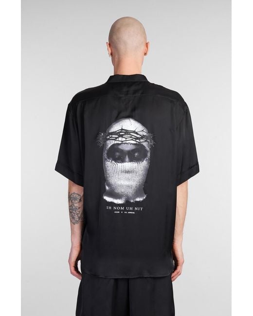 Camicia in viscosa Nera di Ih Nom Uh Nit in Black da Uomo