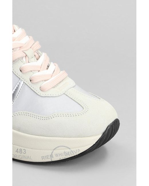 Sneakers Cassie in Camoscio e Tessuto Grigio di Premiata in White