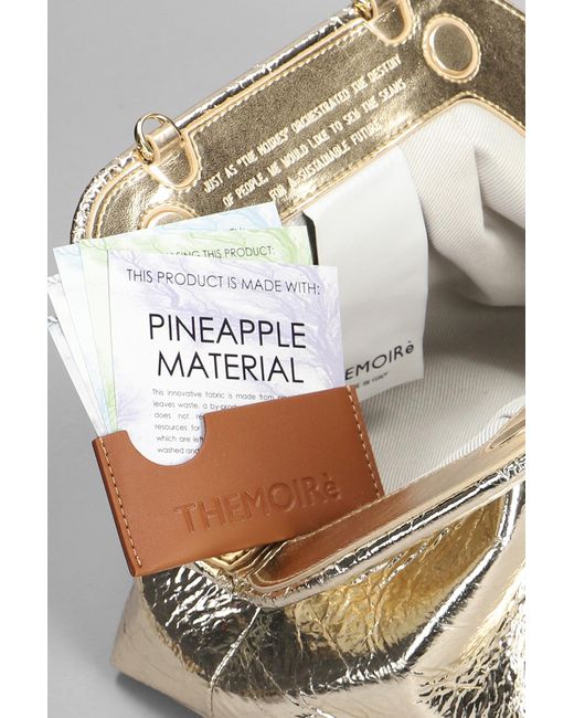 THEMOIRÈ Metallic Tia Pineapple Clutch In Gold Faux Leather