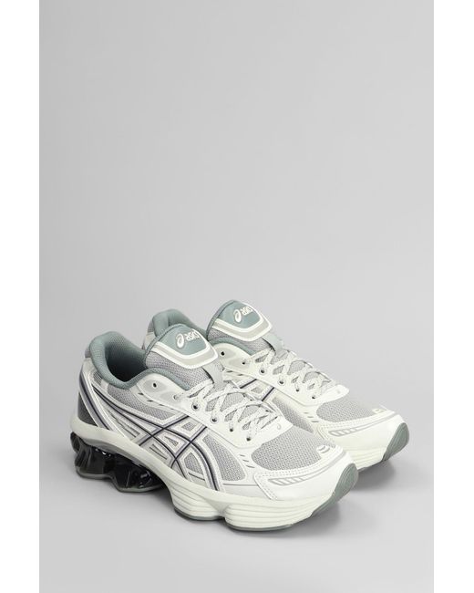 Asics White Gel-kinetic Fluent Sneakers In Grey Leather And Fabric