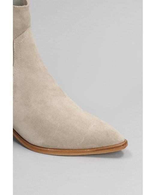 Julie Dee Natural Texan Ankle Boots In Beige Suede