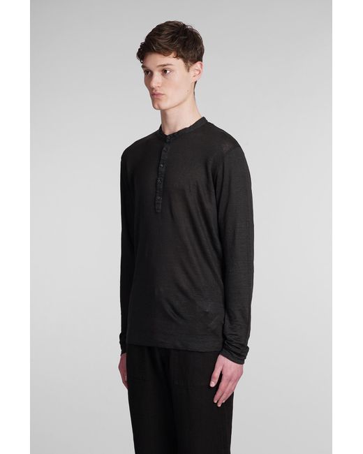 T-Shirt in lino Nero di 120 in Black da Uomo