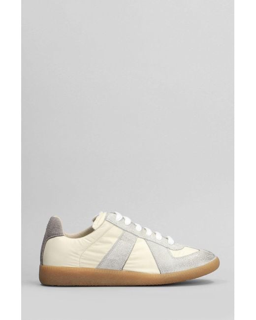Sneakers Replica in Camoscio e Tessuto Beige di Maison Margiela in White