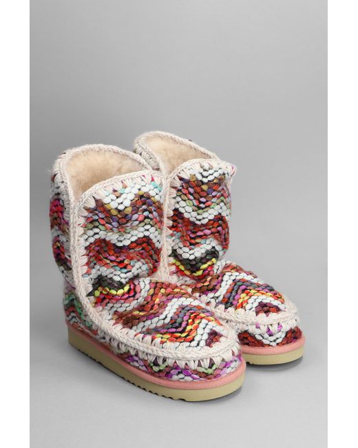 Mou Eskimo 24 Low Heels Ankle Boots In Multicolor Cotton | Lyst