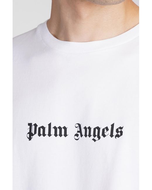 T-Shirt in Cotone Bianco di Palm Angels in White da Uomo