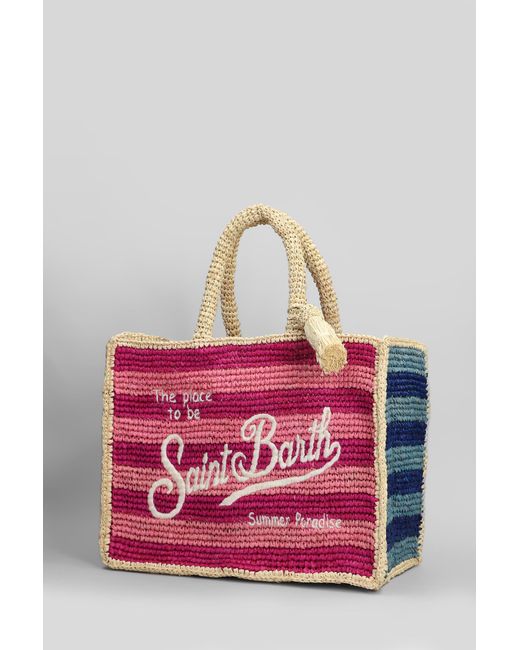 Mc2 Saint Barth Pink Colette Raffia Tote In Multicolor Raffia