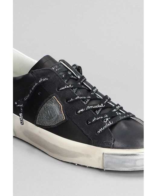 Sneakers Prsx Low in pelle e camoscio Nero di Philippe Model in Gray