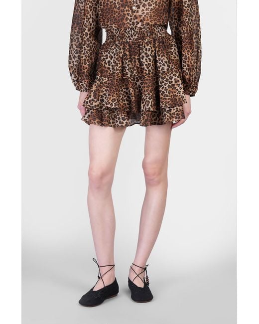 Mc2 Saint Barth Brown Eivissa Skirt In Animalier Cotton