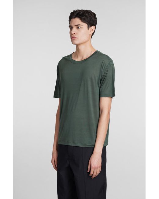 T-Shirt in Seta Verde di Lemaire in Green da Uomo