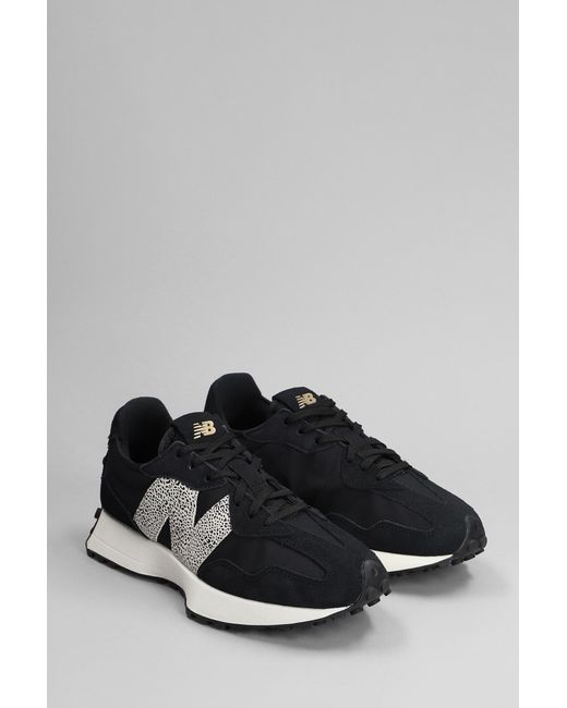New Balance Gray 327 Sneakers In Black Suede And Fabric
