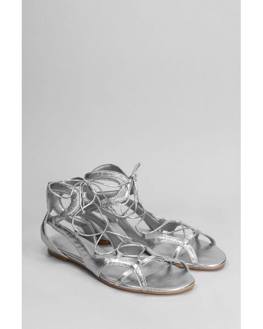 Sandali flats in Pelle Argento di Carrano in White
