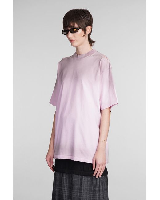 T-Shirt in Cotone Rosa di Balenciaga in Pink