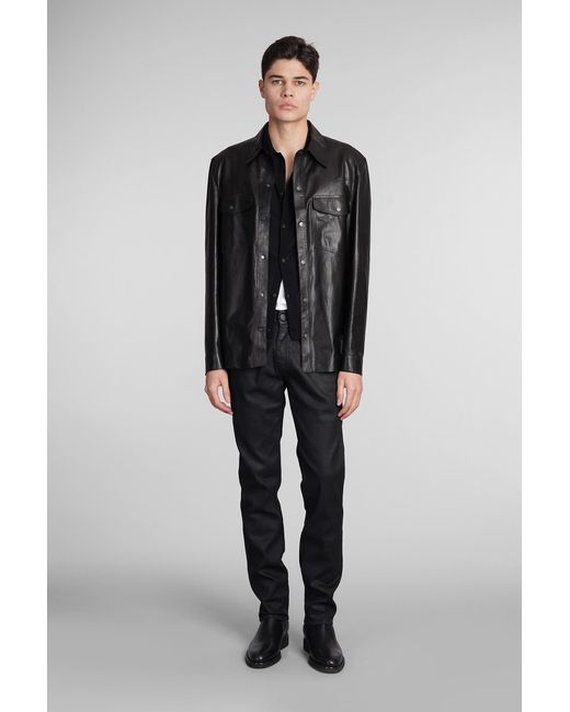 Salvatore Santoro Leather Jacket In Black Leather for men