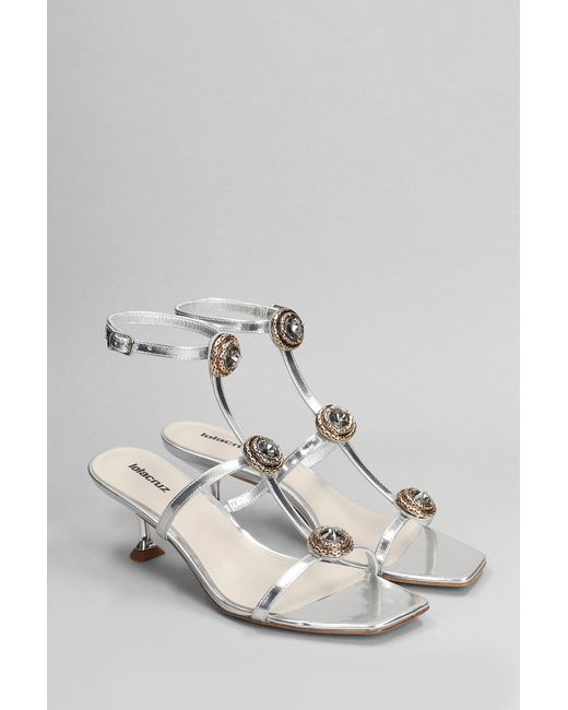 Lola Cruz White Lya 95 Sandals In Silver Leather