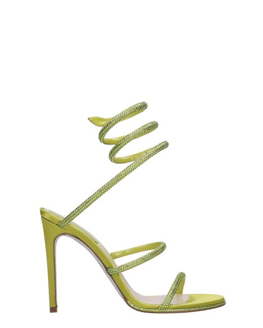 Rene Caovilla Cleo Sandals In Green Synthetic Fibers