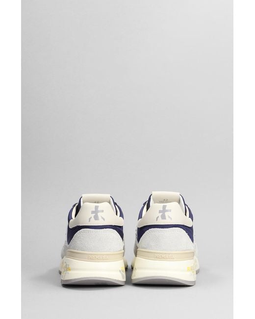 Sneakers Landeck in Camoscio e Tessuto Blu di Premiata in White da Uomo