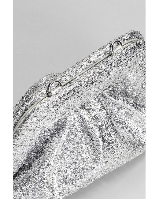 THEMOIRÈ Gray Gea Sparkling Clutch In Silver Synthetic Fibers