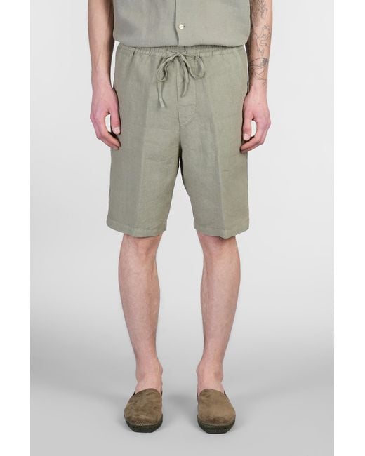 Shorts in lino Verde di 120 in Green da Uomo