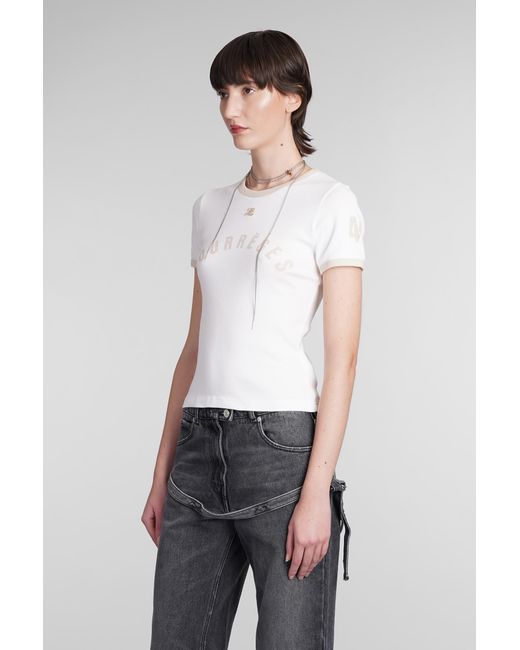 T-Shirt in Cotone Bianco di Courreges in White