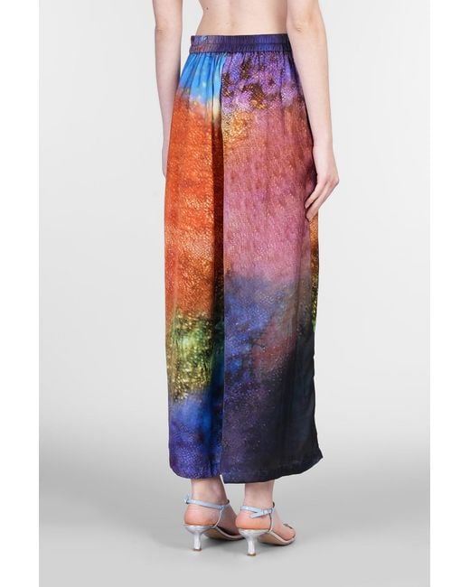Yavi Blue Pants In Multicolor Polyamide Polyester