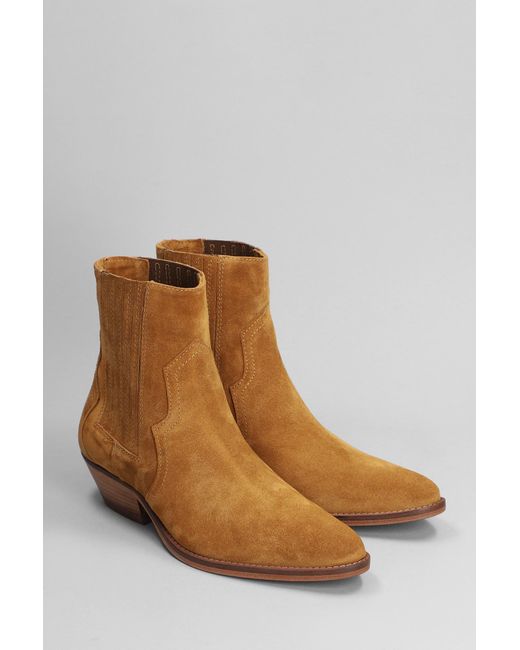 Julie Dee Brown Texan Ankle Boots In Leather Color Suede