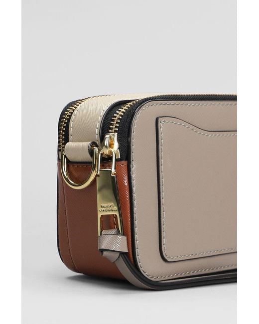 Marc Jacobs Gray The Snapshot Shoulder Bag In Taupe Leather
