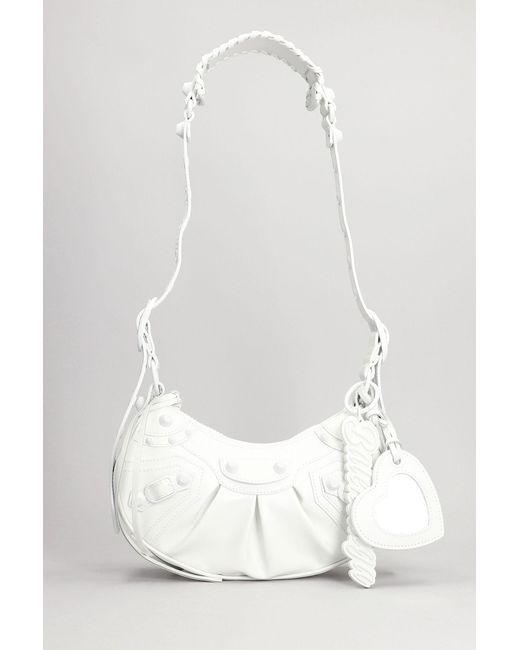 Borsa a spalla Le cagole sho xs in Pelle Bianca di Balenciaga in White
