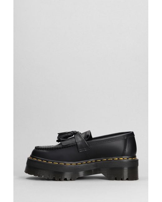 Dr. Martens Gray Adrian Quad Loafers In Black Leather