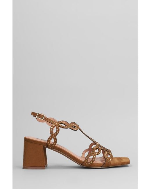 Bibi Lou Brown Kai Sandals In Leather Color Suede