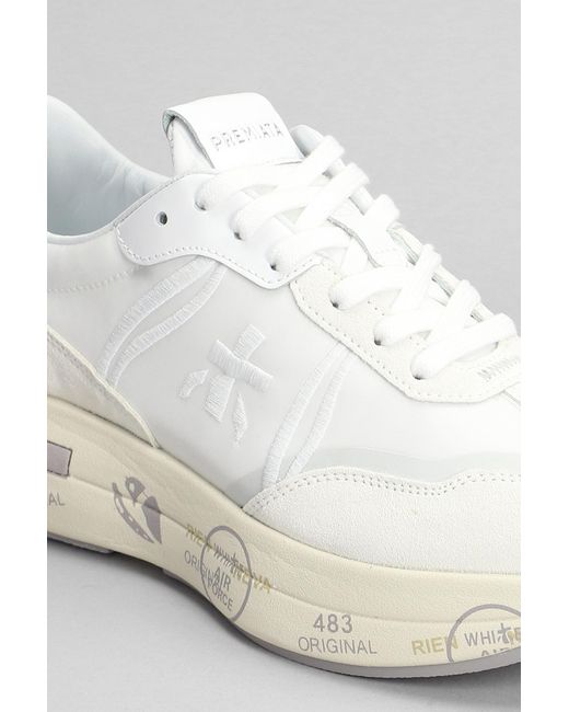Sneakers Cassie in Camoscio e Tessuto Bianco di Premiata in White