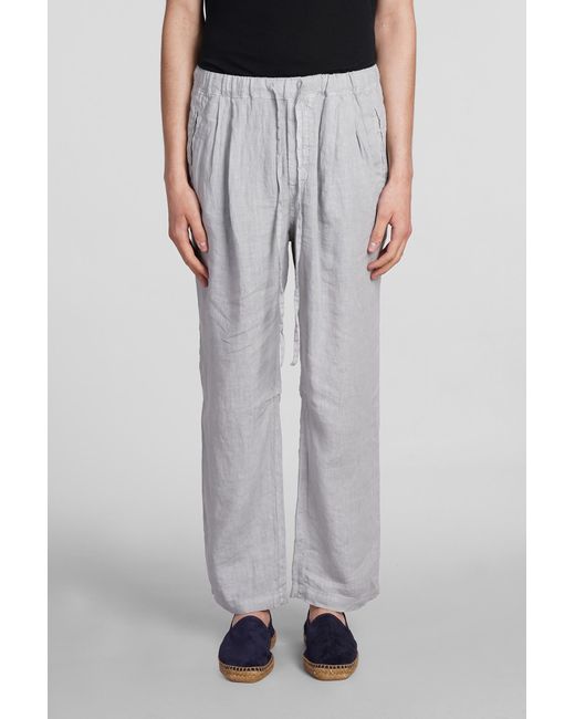 Massimo Alba Gray Keywest Pants In Grey Linen for men