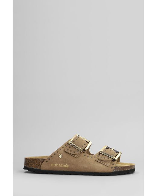 Cubanas Gray Amalia Flats In Taupe Suede