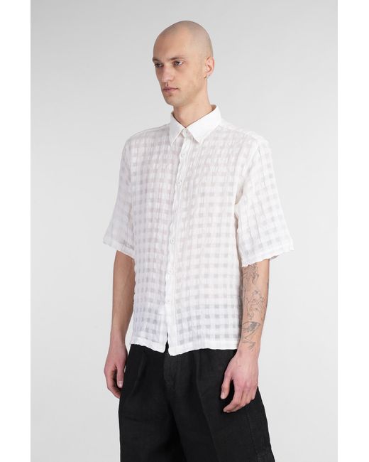 Camicia Stefano in lino Beige di Costumein in White da Uomo