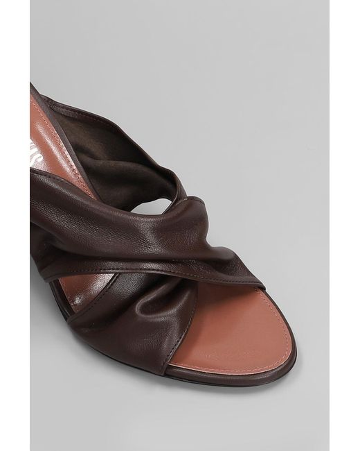 Slipper-Mule Maria Mule 75 in Pelle Marrone di Paris Texas in Gray