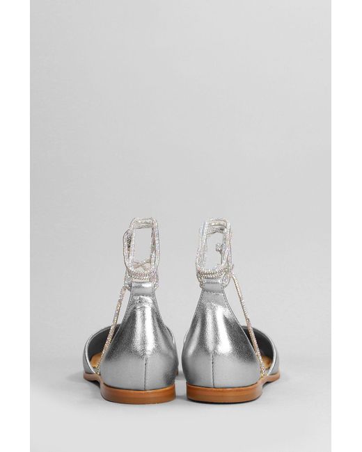 Carrano White Ballet Flats In Silver Leather