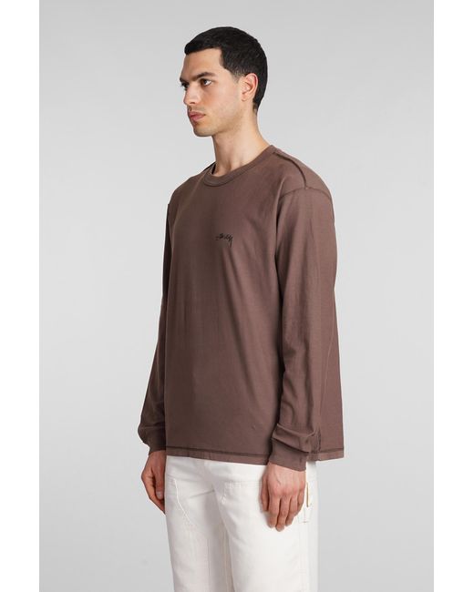 T-Shirt in Cotone Nero di Stussy in Brown da Uomo