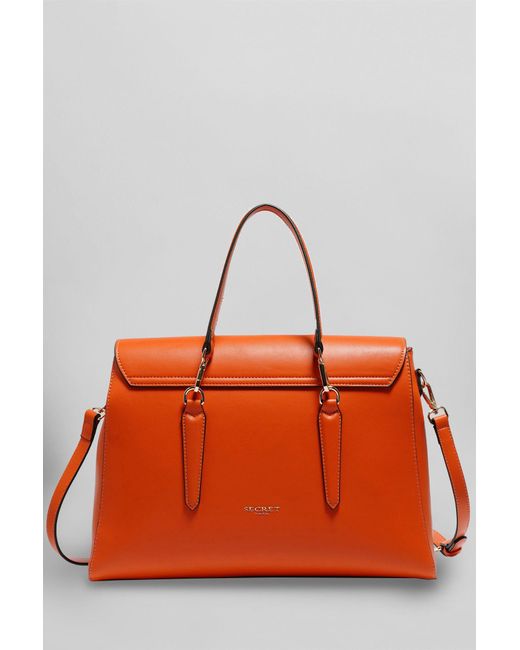 Secret Pon-pon Yalis Large Shoulder Bag In Orange Leather