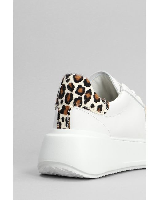 Sneakers Tres Temple Low in Pelle Bianca di Philippe Model in White